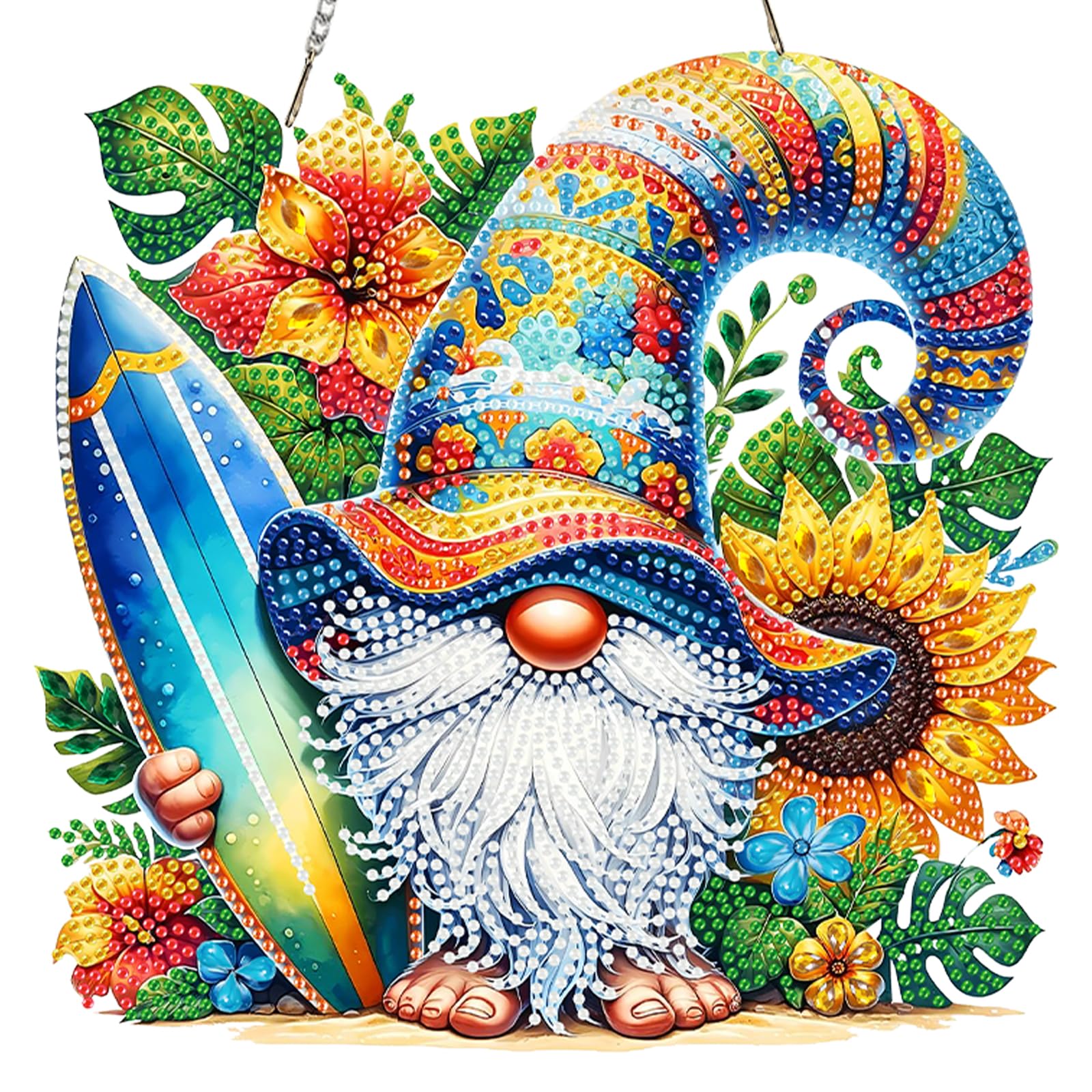 5D Diamond Art Painting Hanging Pendant Kit, DIY Window Ornament with Special Shaped Crystals, Wall Art for Home Decor - Craft Gift Diamond Art Kits for Adults(Surfing Goblin)