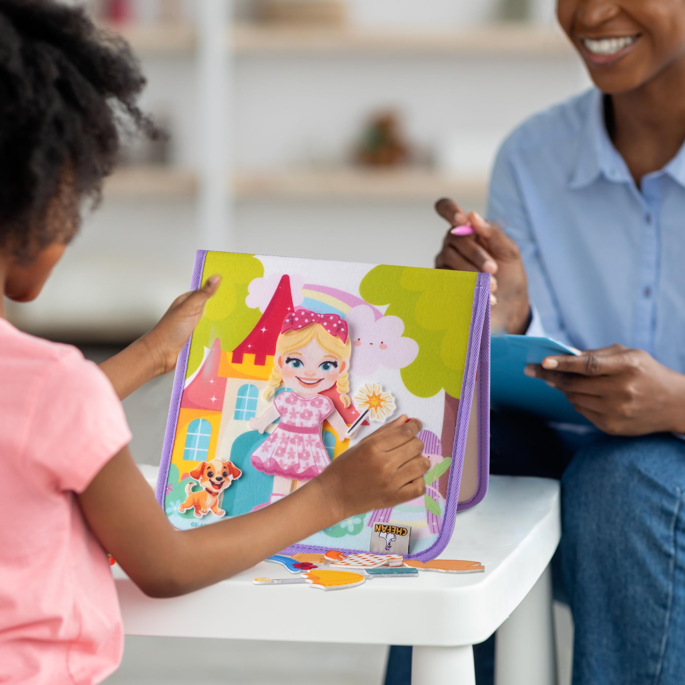 CHEFAN Felt Dress-Up Dolls Set,Pretend Play Dress Up Game with Felt Board, Outfit and Accessory Pieces,Perfect for Little Girls 3+