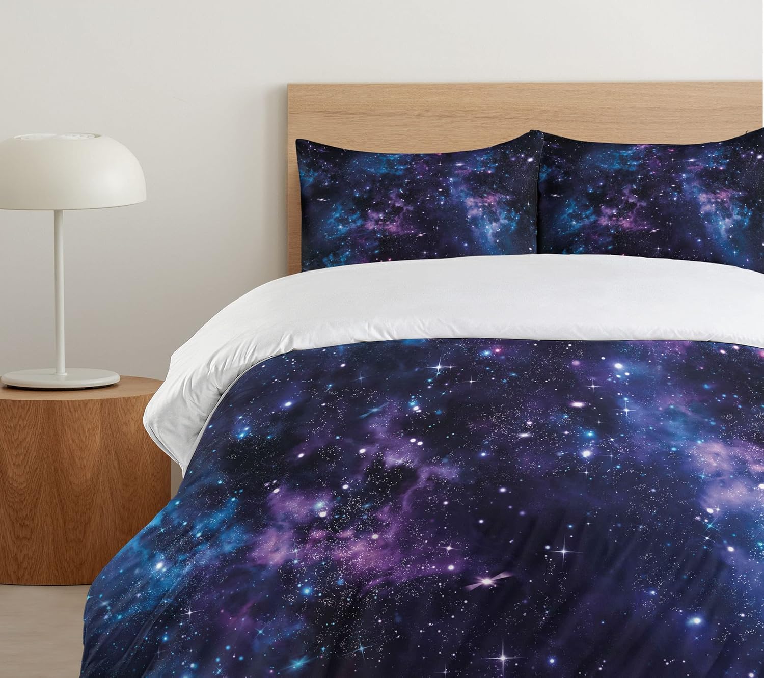 Ambesonne Space Duvet Cover Set, Mystical Sky with Star Clusters Cosmos Nebula Celestial Scenery Artwork, Decorative 2 Piece Bedding Set with 1 Pillow Sham, Twin Size, Purple Blue Twin Purple Blue