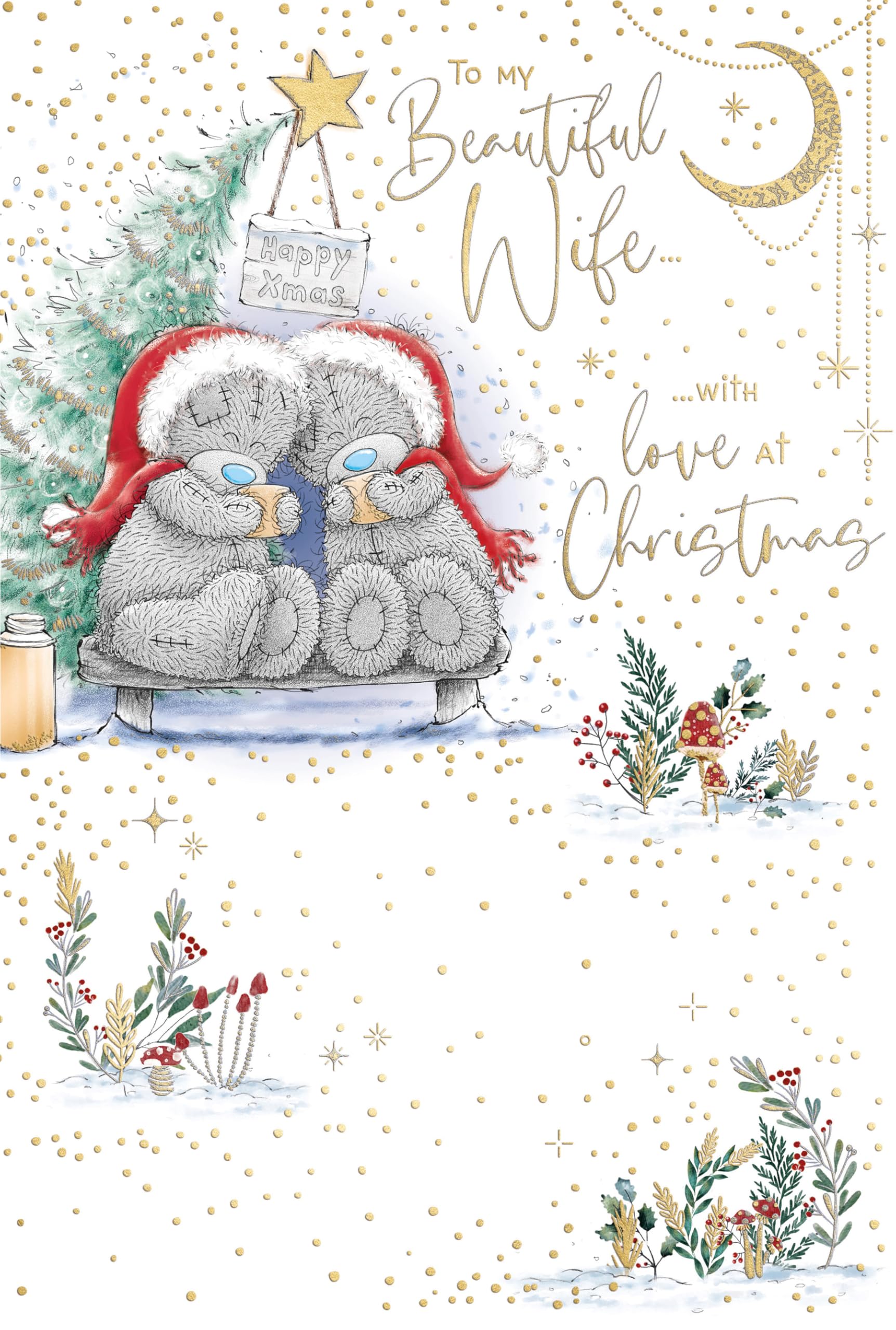 Me To You Tatty Teddy Christmas Card For My Beautiful Wife 6x9ins - Official Collection