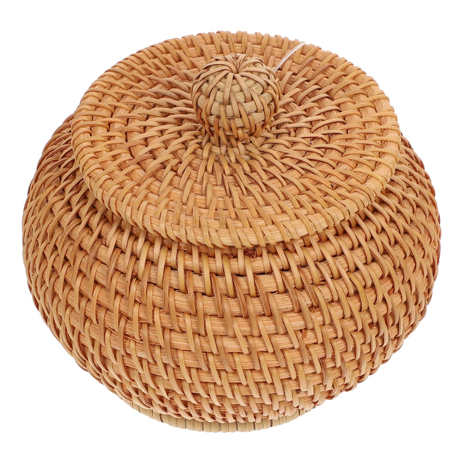 Key Holder Shelf Baskets Rattan Round Woven Storge Basket with Lid Handmade Bread Serving Basket Fruits Display Tabletop Organizer for Home Kitchen Cosmetic Storage Box Decorative Tray