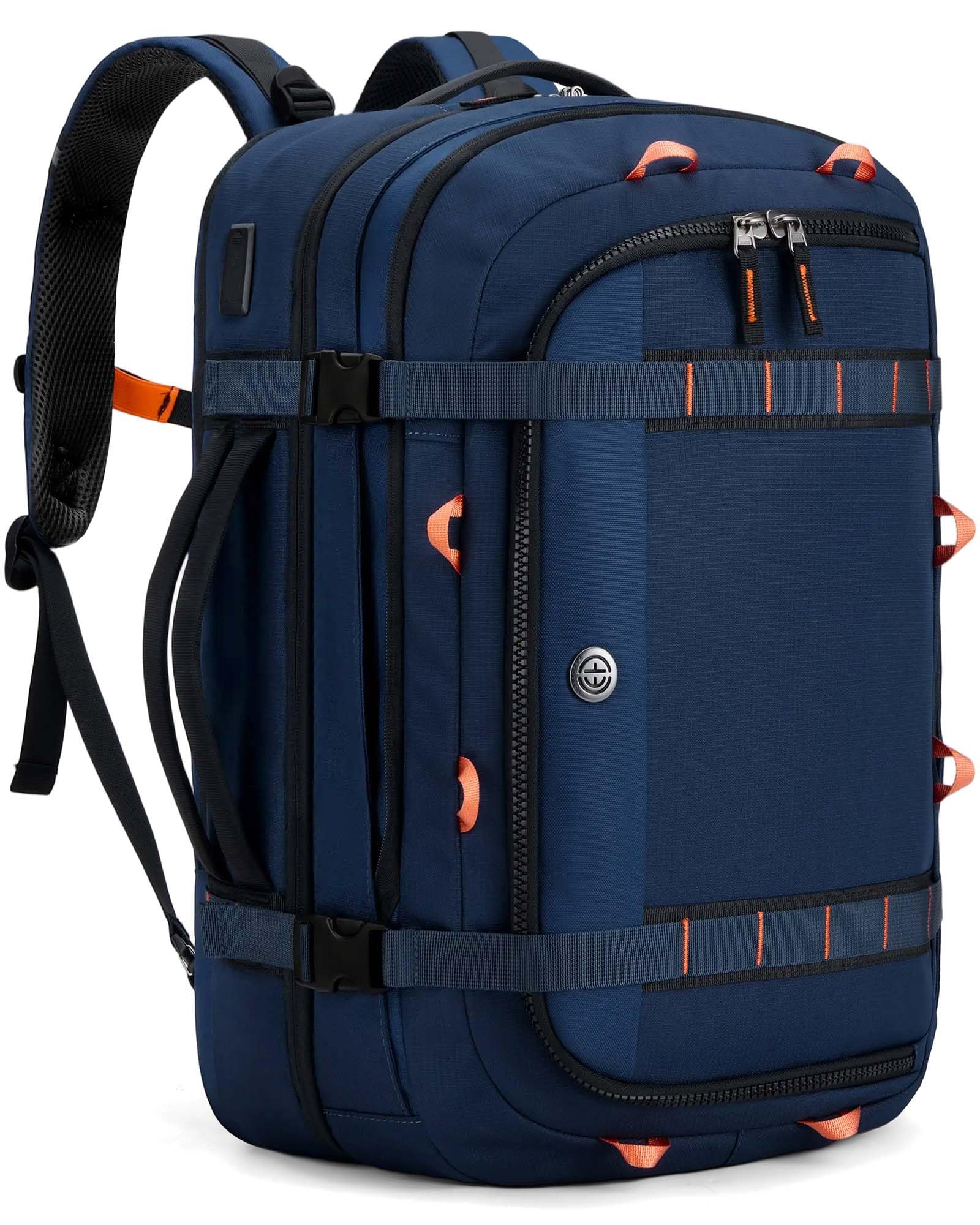 Tolaccea Zaino da Viaggio Aereo Bagaglio a Mano 45-50L, Zaino Portatile fino a 17.3", Compatibile con TSA, Viaggi d'Affari e Weekender, Grande da viaggio Cabina per Tutte le Compagnie Aeree (Blu navy)