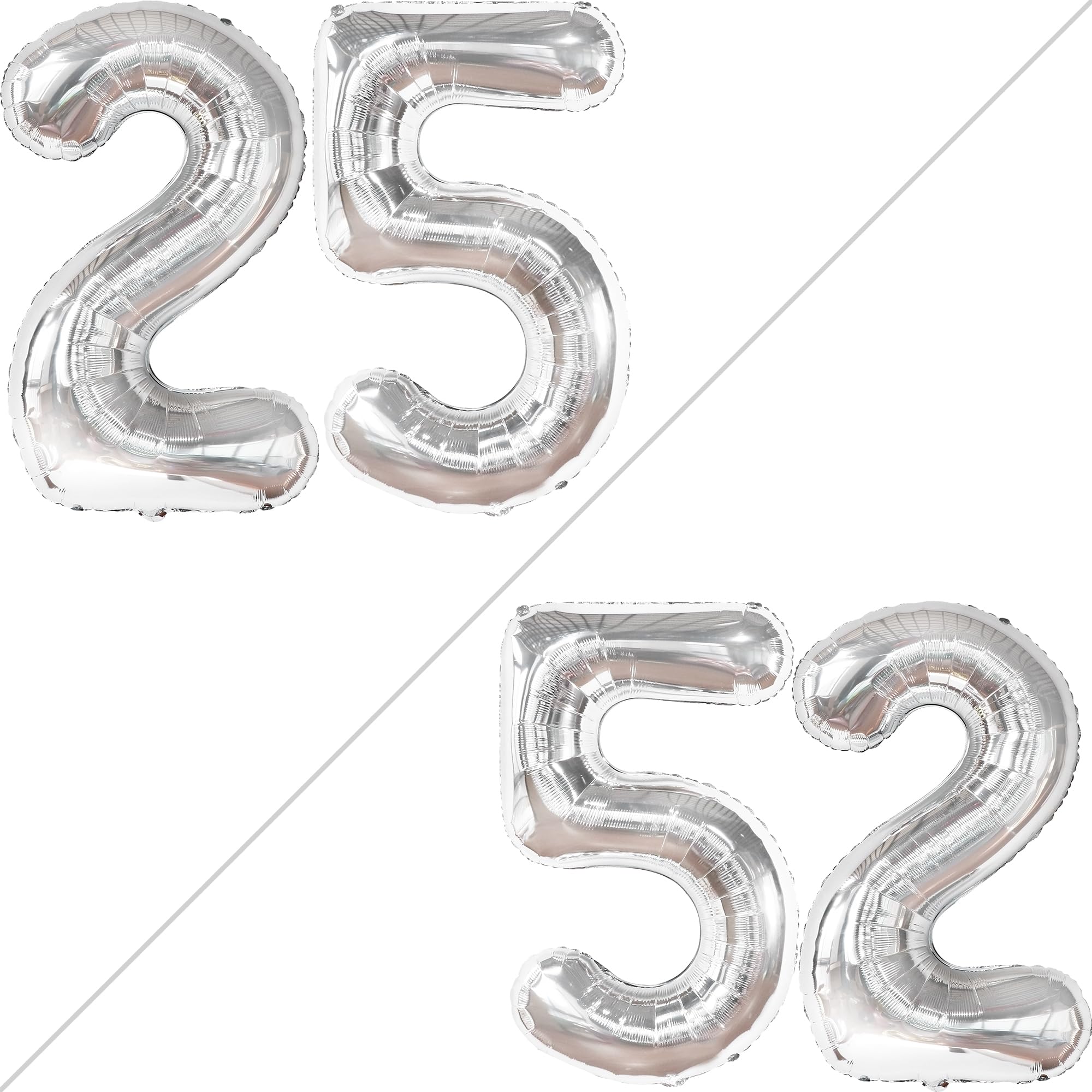 KatchOn, Silver 25 Balloon Numbers - 40 Inch | Silver Mylar Foil BalloonFor 25th happy Birthday Decorations | 25th Anniversary Decorations | Birthday Party Decoration