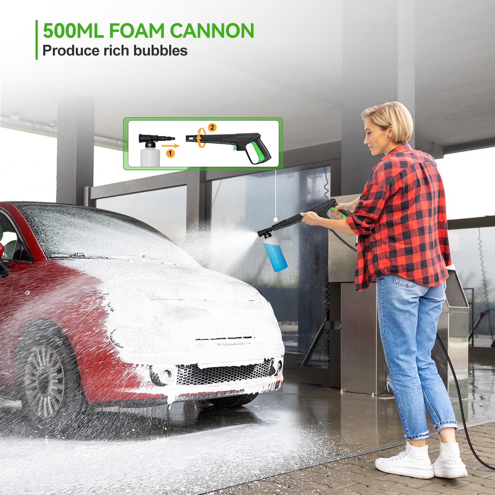 Pressure Washer 4800PSI 2.6GPM Power Washer with 4 Quick Connect Nozzles, High Pressure Cleaning Machine with Foam Cannon for Cars/Fences/Driveways/Home Cleaning