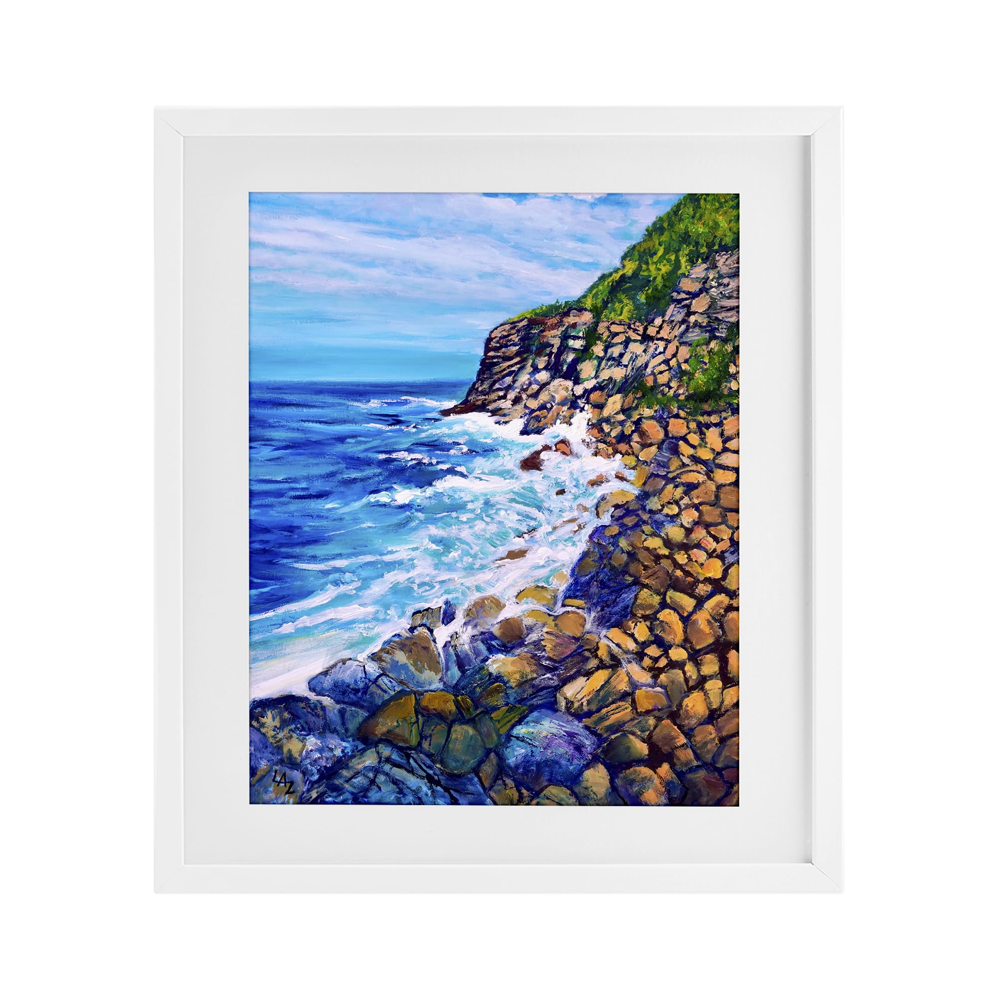'Cliffside Ocean Spray'| Framed Print Under Glass