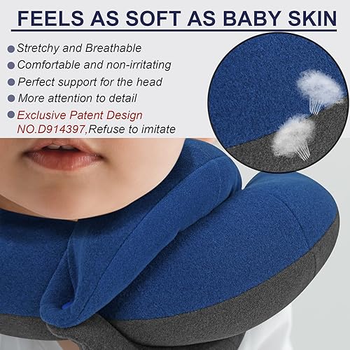 Miniatura 4 de BUYUE Almohadas de viaje para niños para avión, soporte para la cabeza de 360, esenciales para dormir para niños de vuelo largo, almohada de cuello