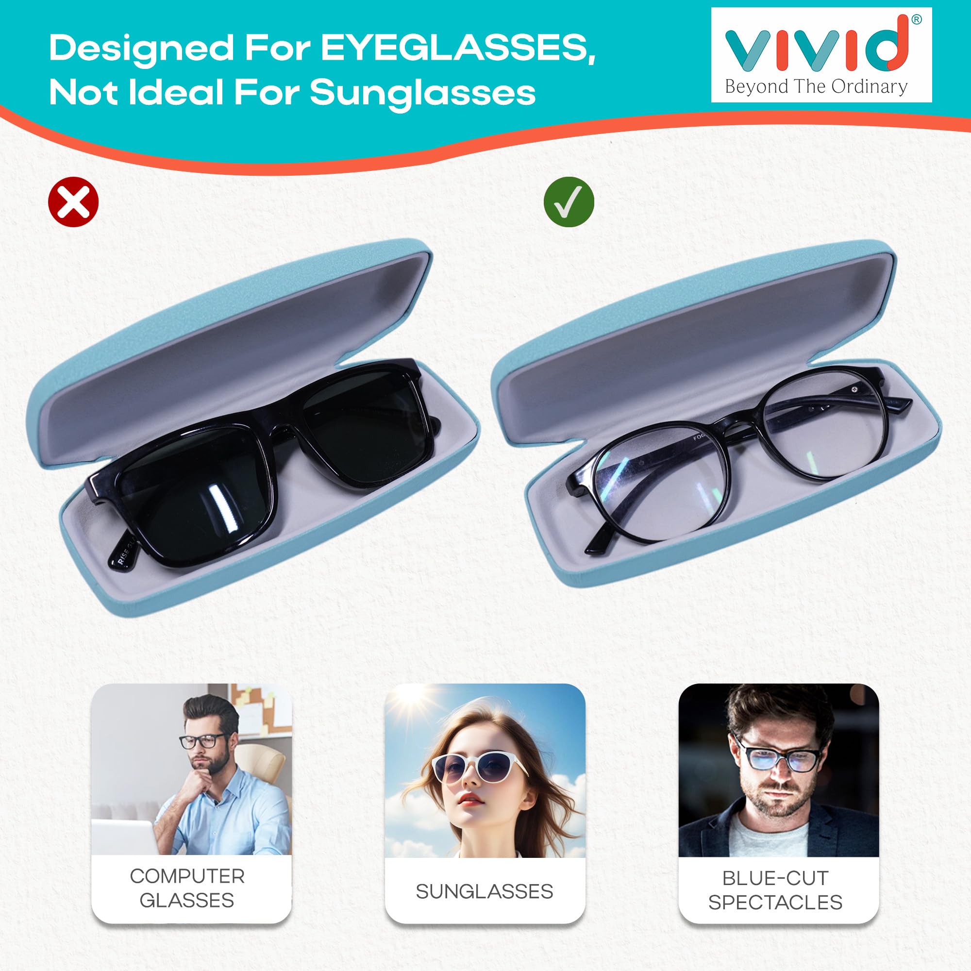VIVID Vision Unisex Adult Eyewear Specs Case Cover | Screw Driver | Free Cloth | Protect Eye Glasses | Chashma Dibbi | Spectacle Box | HINGE-SPRING | Metal | MC-217 | Sky Blue | 3 IN 1 1