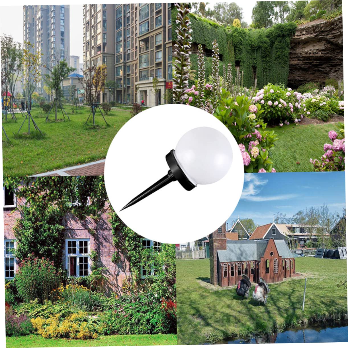 Holibanna 4Pezzi Solare da Giardino Forma Sfera Bianca Illuminazione Esterna per Giardino e Patios LED Ricaricabili con Solare Impermeabili e Automatiche per Uso