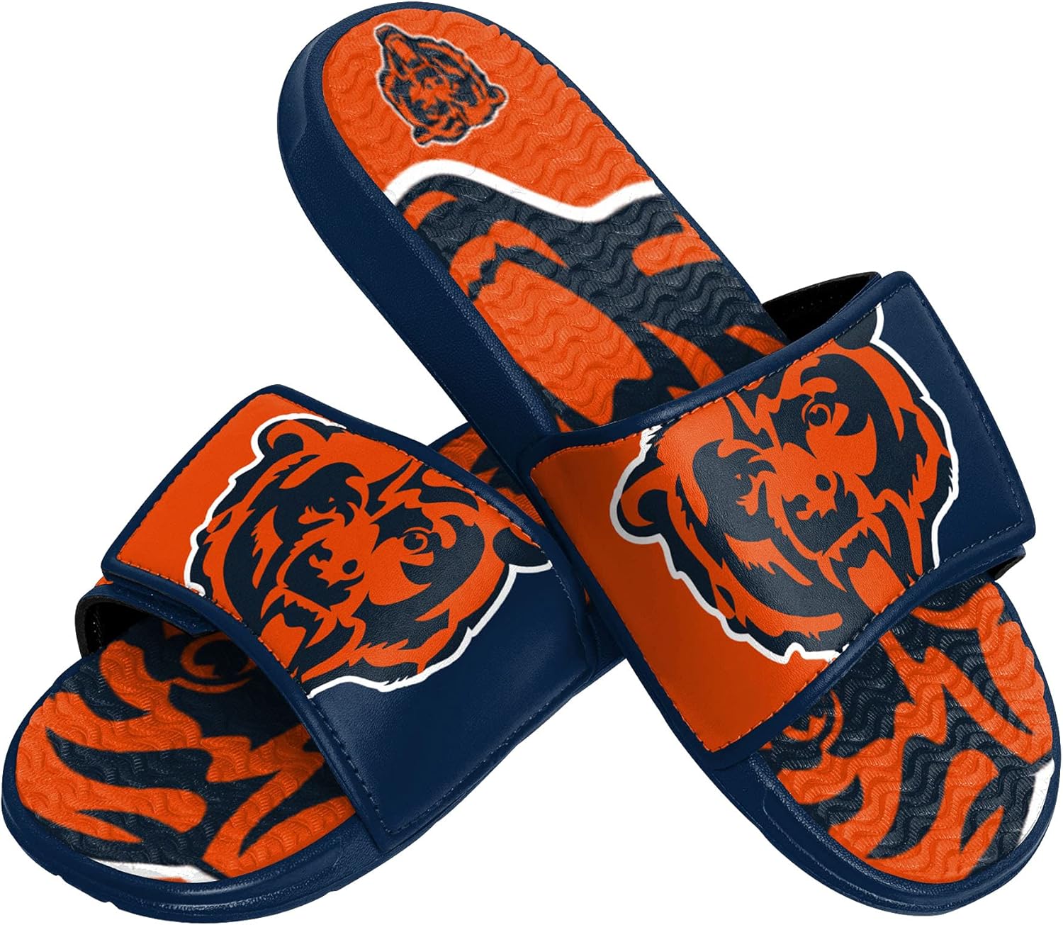 FOCO NFL Chicago Bears Mens Sport Shower Gel Slide Flip Flop SandalsSport Shower Gel Slide Flip Flop Sandals, Colorblock Big Logo, Large (11-12) (FFSSNFCBBLGGEL) : Sports & Outdoors