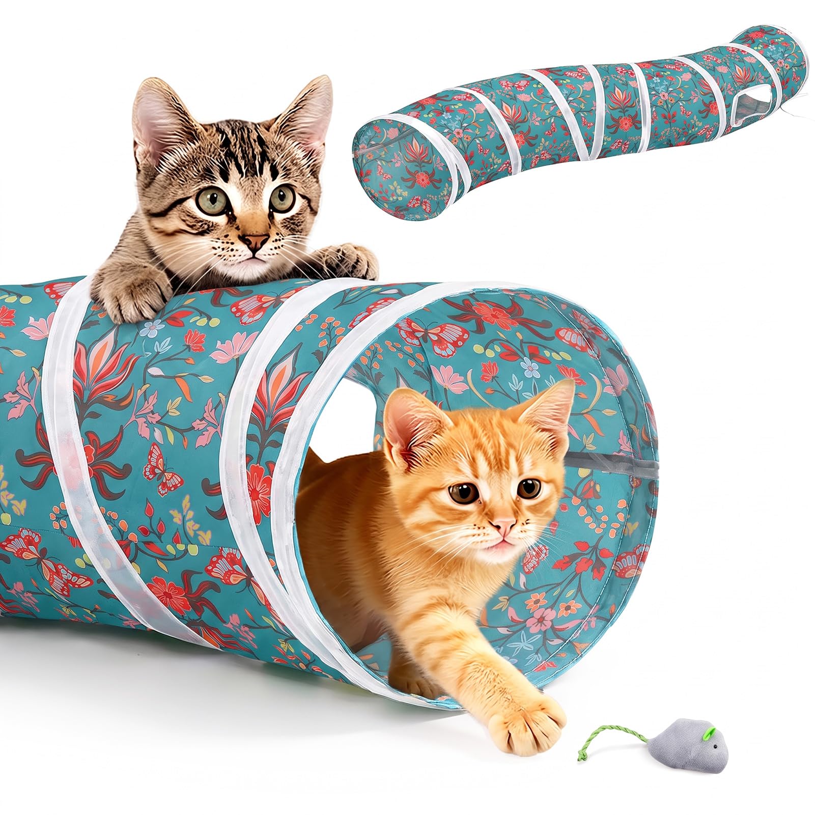 Glittme S-Shape Cat Tunnel, Foldable Cat Tunnels for Indoor Cats