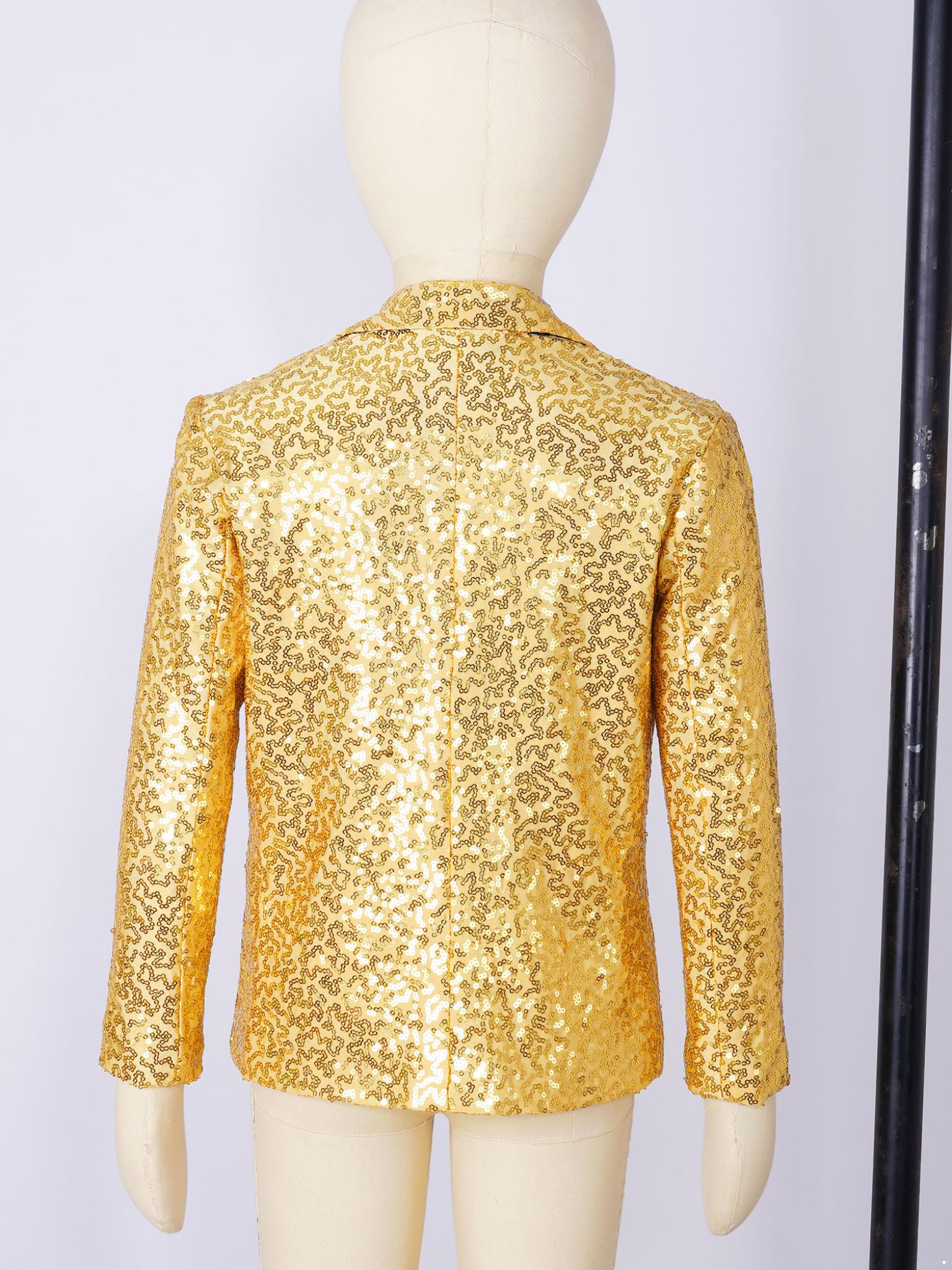 Runhomal - Chaqueta de lentejuelas para niño, manga larga y sombrero de baile moderno, Jazz Hip Hop Lentejuelas, traje de boda, cóctel ceremonia espectáculo