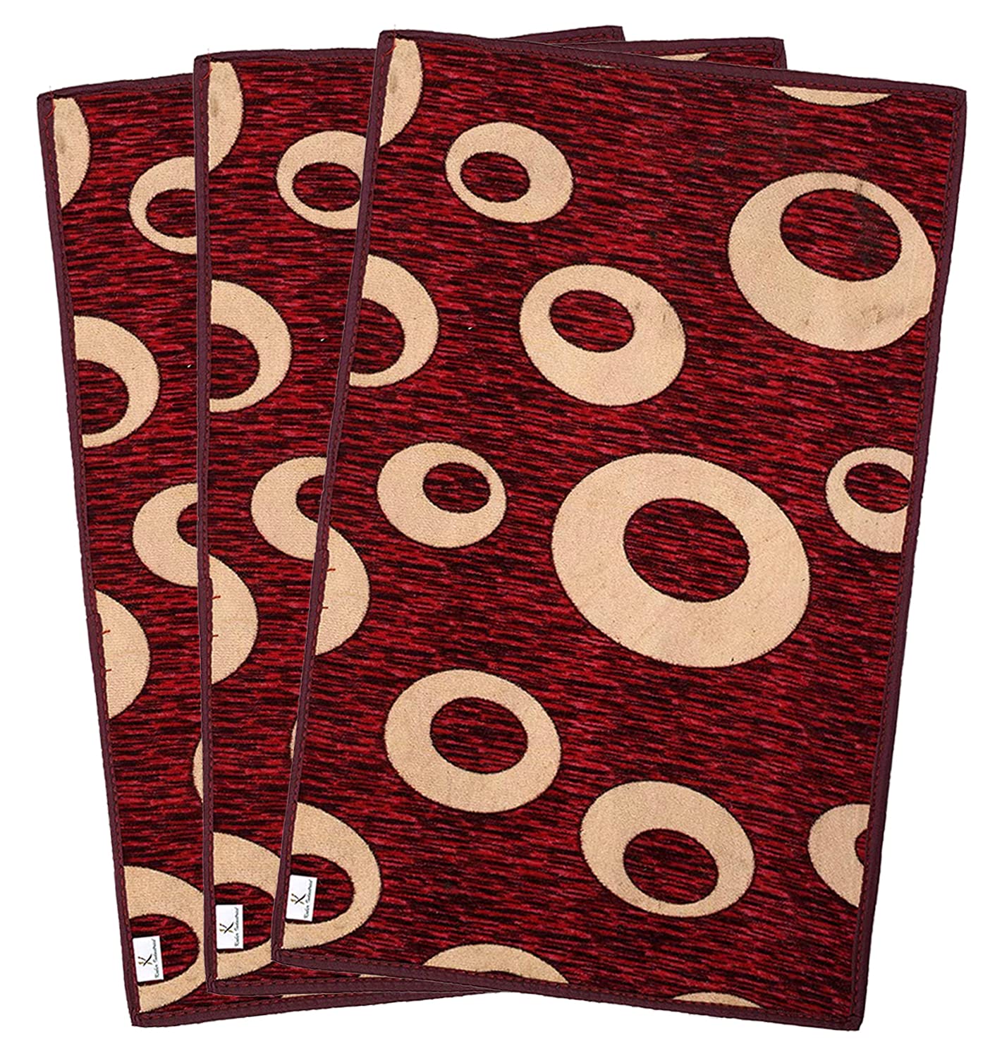 Kuber Industries Oval Dewsign Washable, Non Slip Velvet Doormat for Indoor, Pack of 3 (Maroon) (B097ZXKYCM) Amazon Price History, Amazon Price Tracker