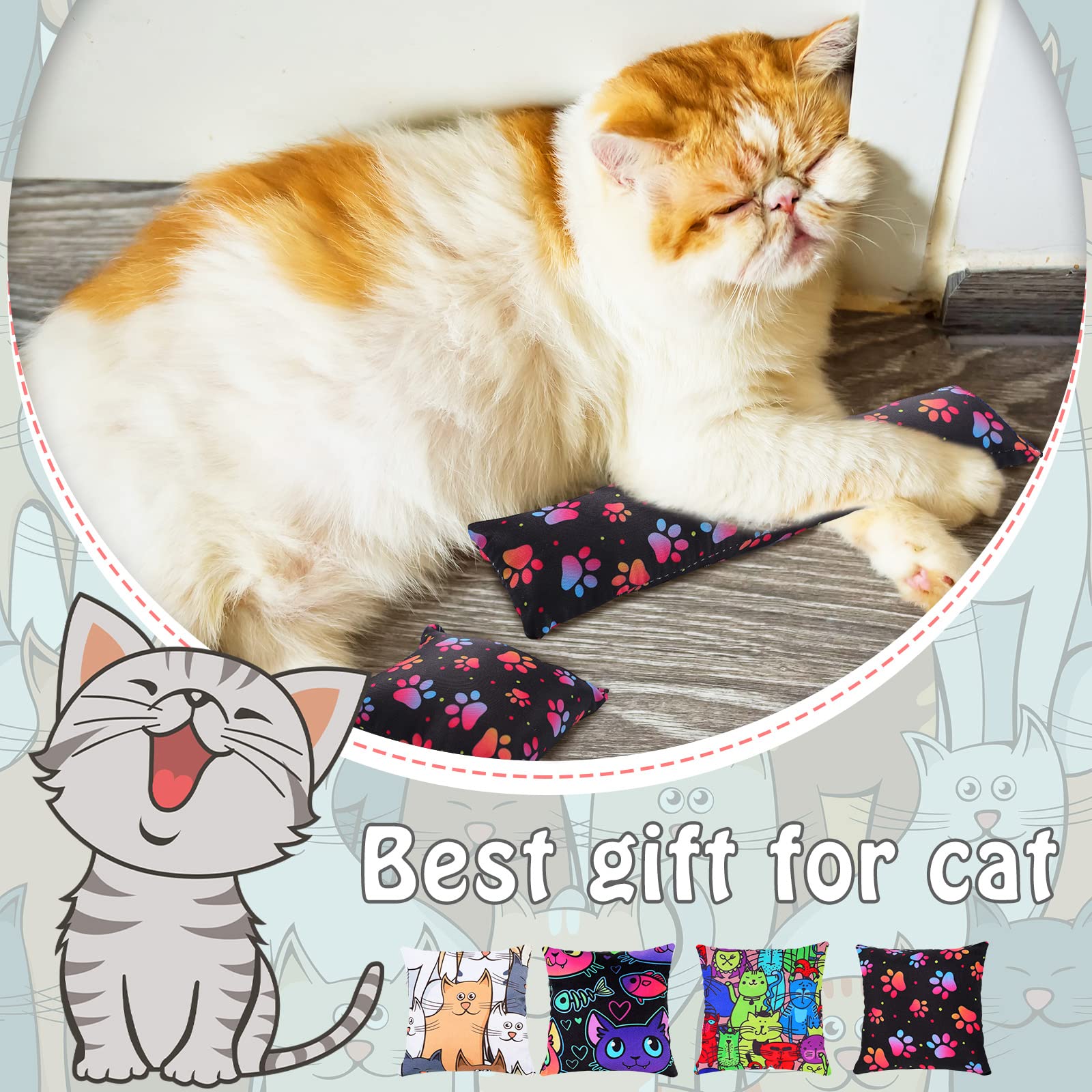 Hungdao 8 Stück Katzenminze Kicker Toys Katze Kick Sticks Interaktive Katzenminze Spielzeug Bite Resistant Cat Pillow Toys Cat Kicker Spielzeug für Indoor Kätzchen Haustier Kaubedarf 2 Formen und 4