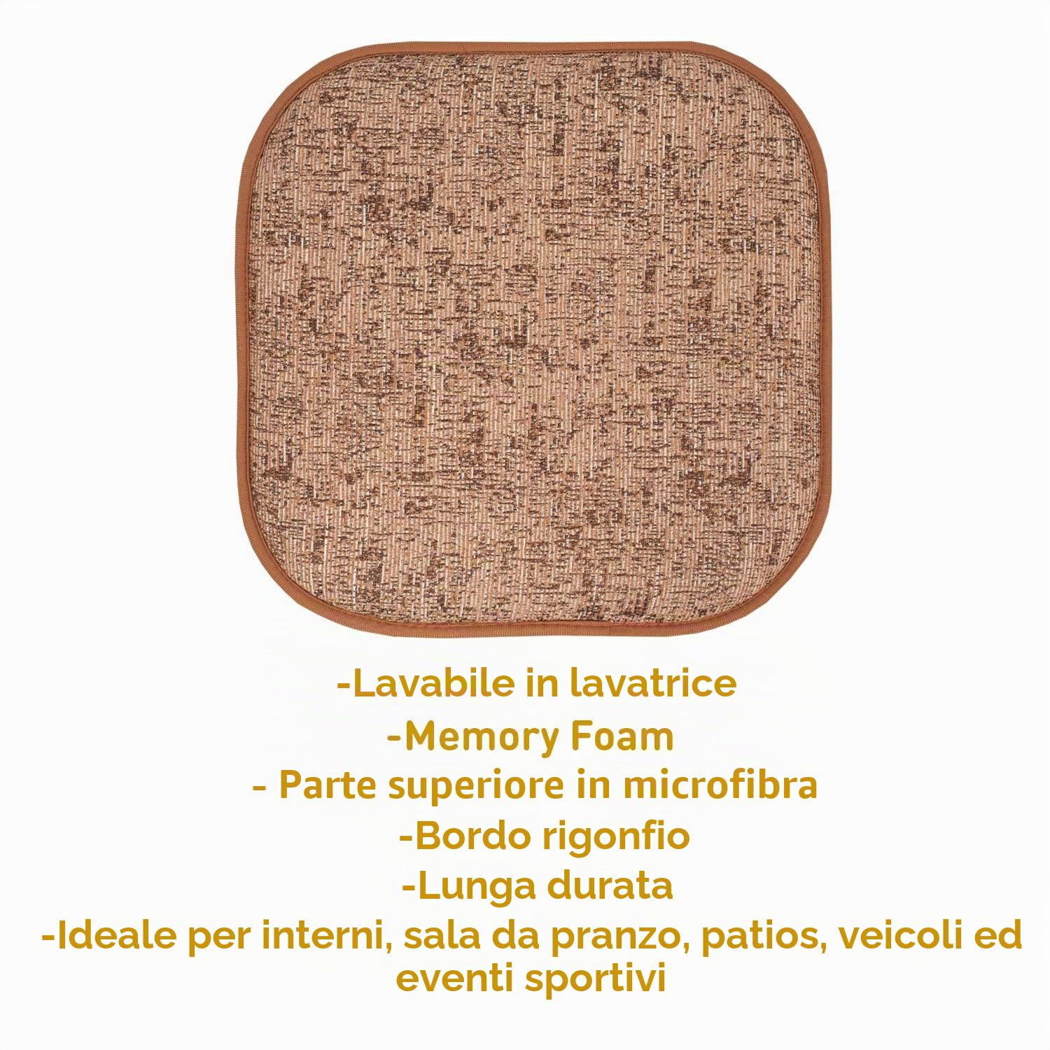 Sweet Home Collection Cuscino per sedia in memory foam, motivo a nido d'ape, antiscivolo, con schienale in gomma antiscivolo, quadrato, 40,6 x 40,6 cm, colore: ruggine e marrone, confezione da 6