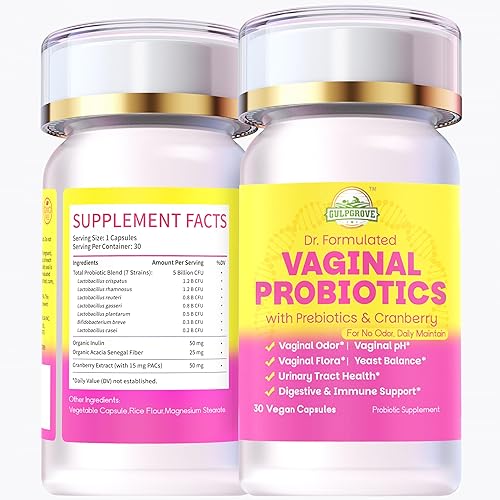 Probióticos vaginales para mujeres con prebióticos y arándanos  Suplemento diario formulado por el Dr. Formulado para el equilibrio del pH femenino,