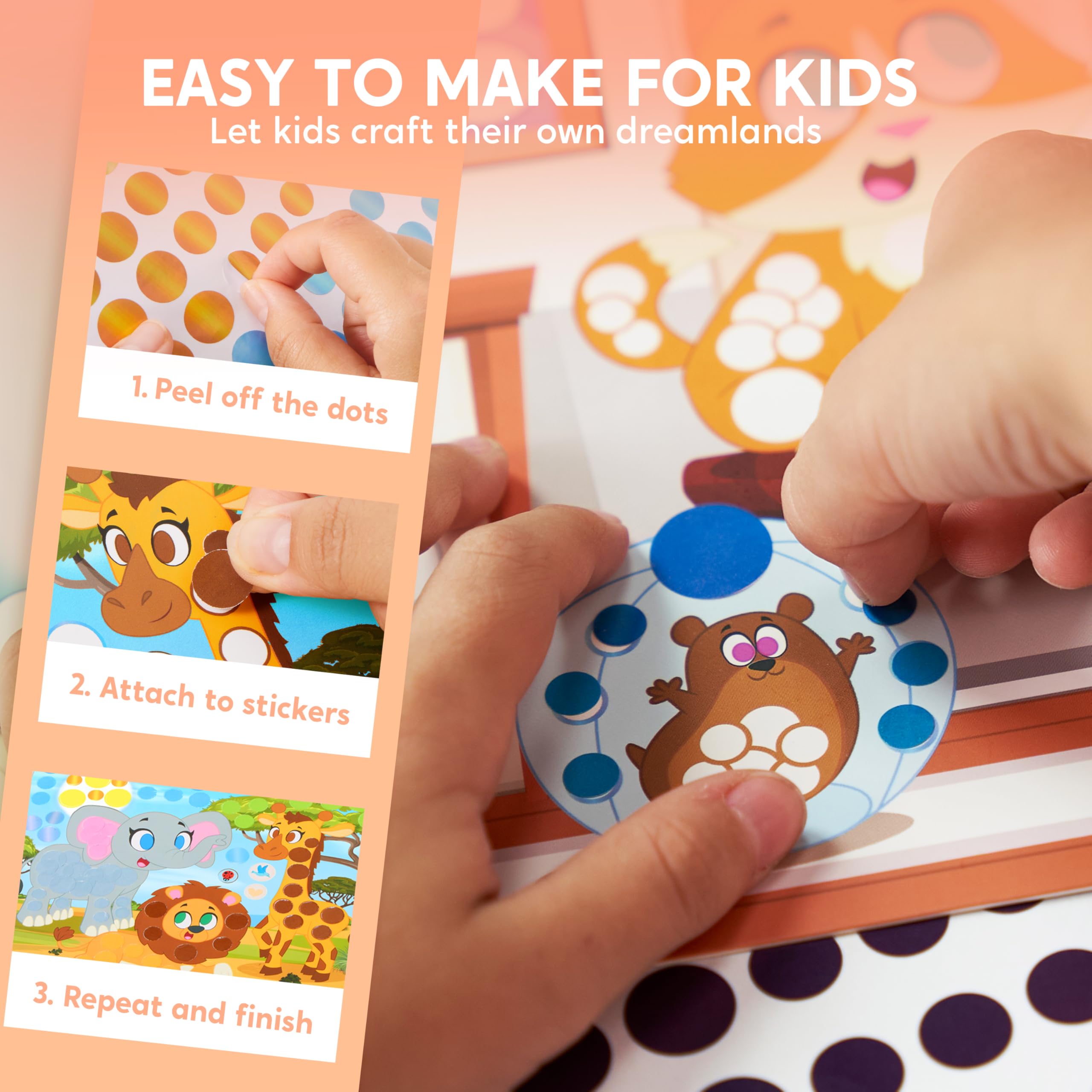 Klever Kits Animal Dot Art Kit for Kids No Mess Sticker for Toddlers 3-7, Craft Kits, DIY Creative Activity, Travel Toy - Image 4