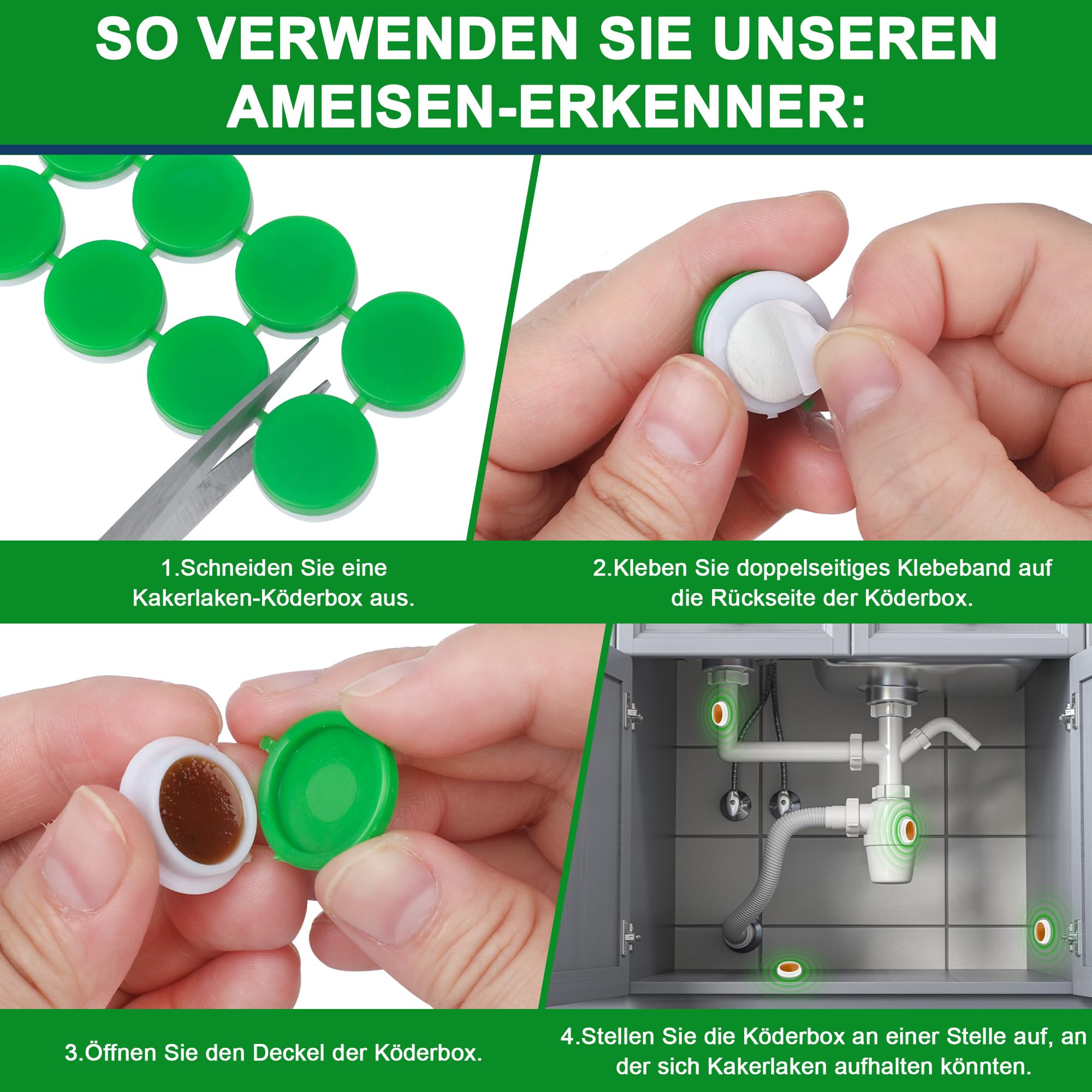 60 Stück Ameisenköderdose für Innen & Außen, Ameisenköder mit Nestwirkung, Natürliches Pfefferminzöl Duftsticks, Praktisch für Haus Garten