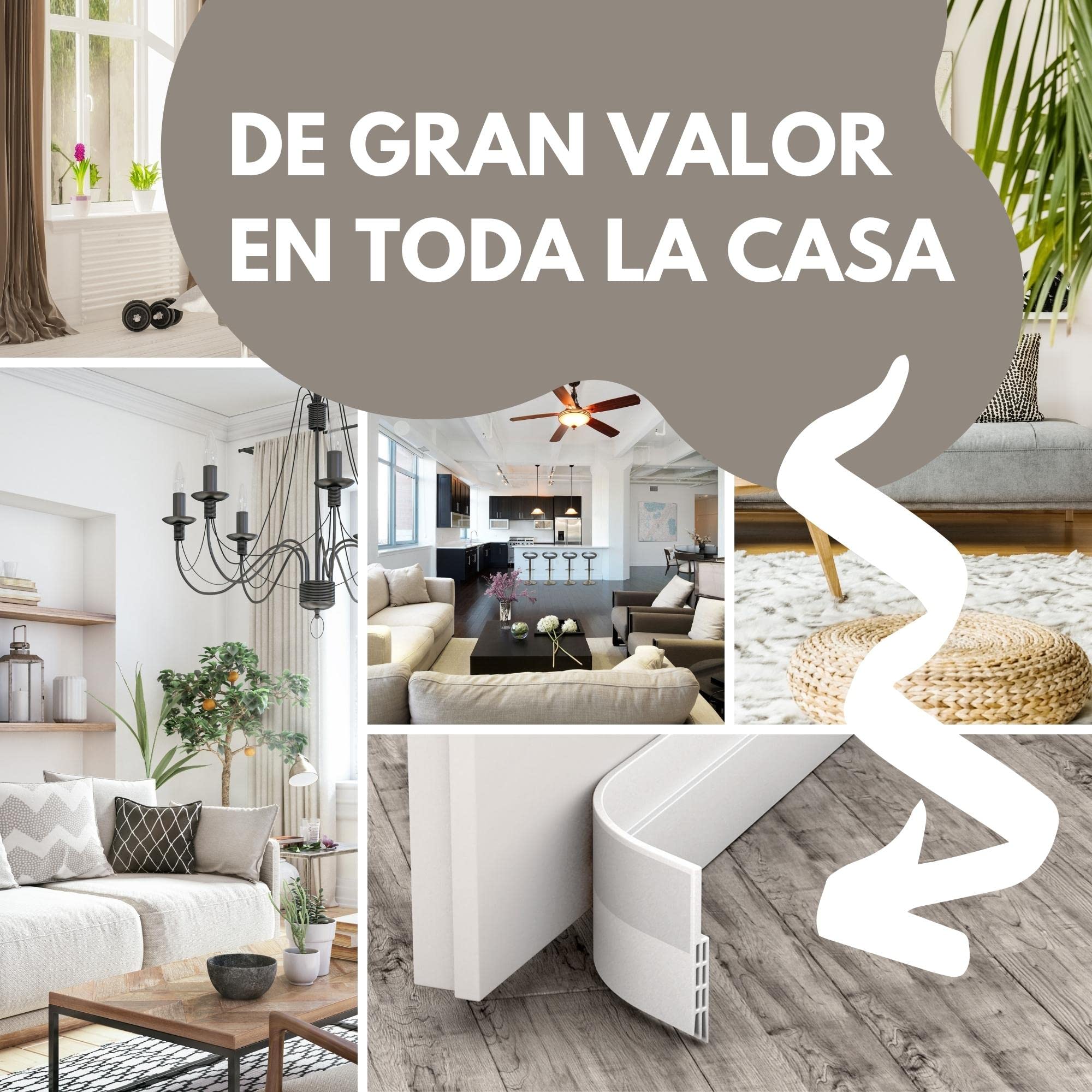 Vellure® Burlete puerta entrada contra corrientes de aire - NUEVO burlete puerta exterior autoadhesivo (rápido y sencillo) Insonorización, protección contra el frío y sellado (1x blanco)