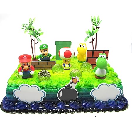 Decorations Figurines Maison Super Mario Yoshi 1up Set De Decoration Givrage Plaquette Edible Cake Topper T