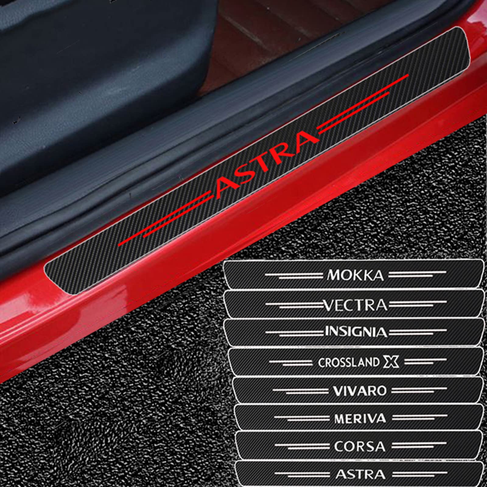LNHJZ 4 Pezzi Car Adesivi Soglia Fibra Carbonio per Fi-at 500 500X 500L