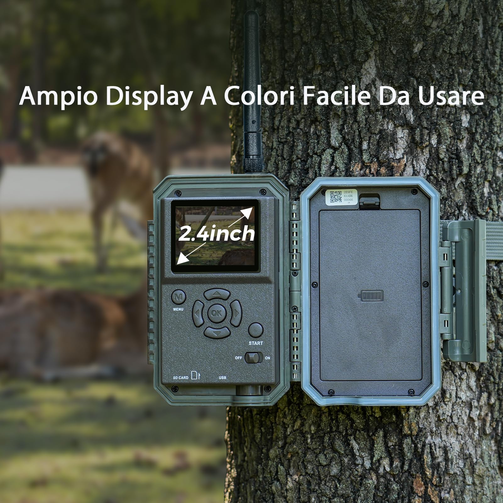 Meidase P200 Fototrappola WiFi Bluetooth, 48MP 1296P, Visione Notturna 30m, Attivazione Movimento 0.1s, IP66 Impermeabile, Trasmissione App Mobile, Monitoraggio Esterno