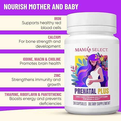 Miniatura 5 de Mama's Select Vitaminas prenatales para mujeres, sin alérgenos, aptas para MTHFR, folato metilado y vitaminas B, fáciles de digerir, apoya el