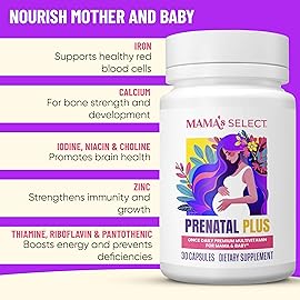 Mama\'s Select Prenatal Vitamins for Women - Allergen-Free, MTHFR Friendly, Methylated Folate & B Vitamins, Easy-to-Digest, Supports Fetal Development, Once Daily, Vegan, No Biotin
