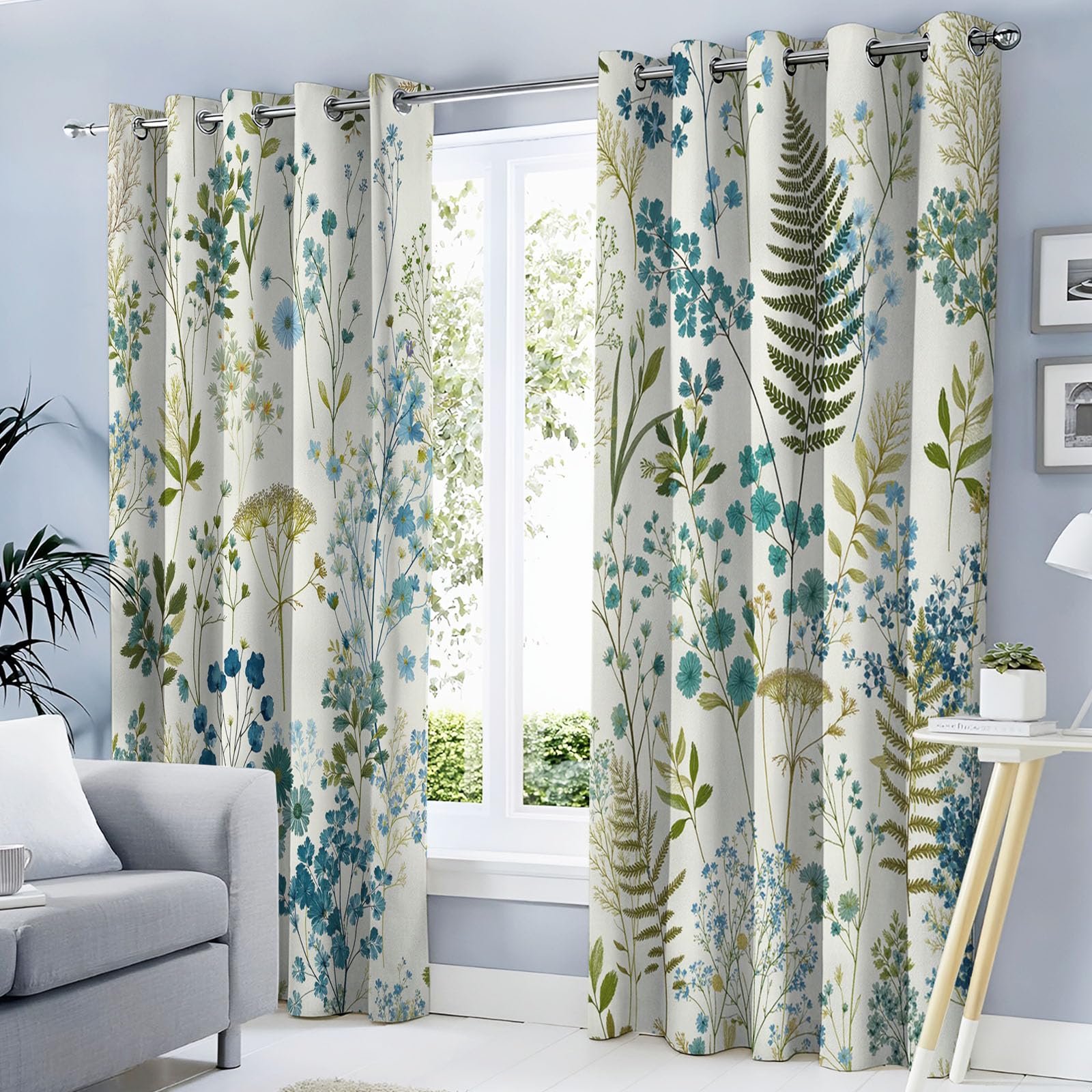 Rideaux opaques intérieurs 140x240 de style rustique vintage avec motifs de plantes pour chambre
