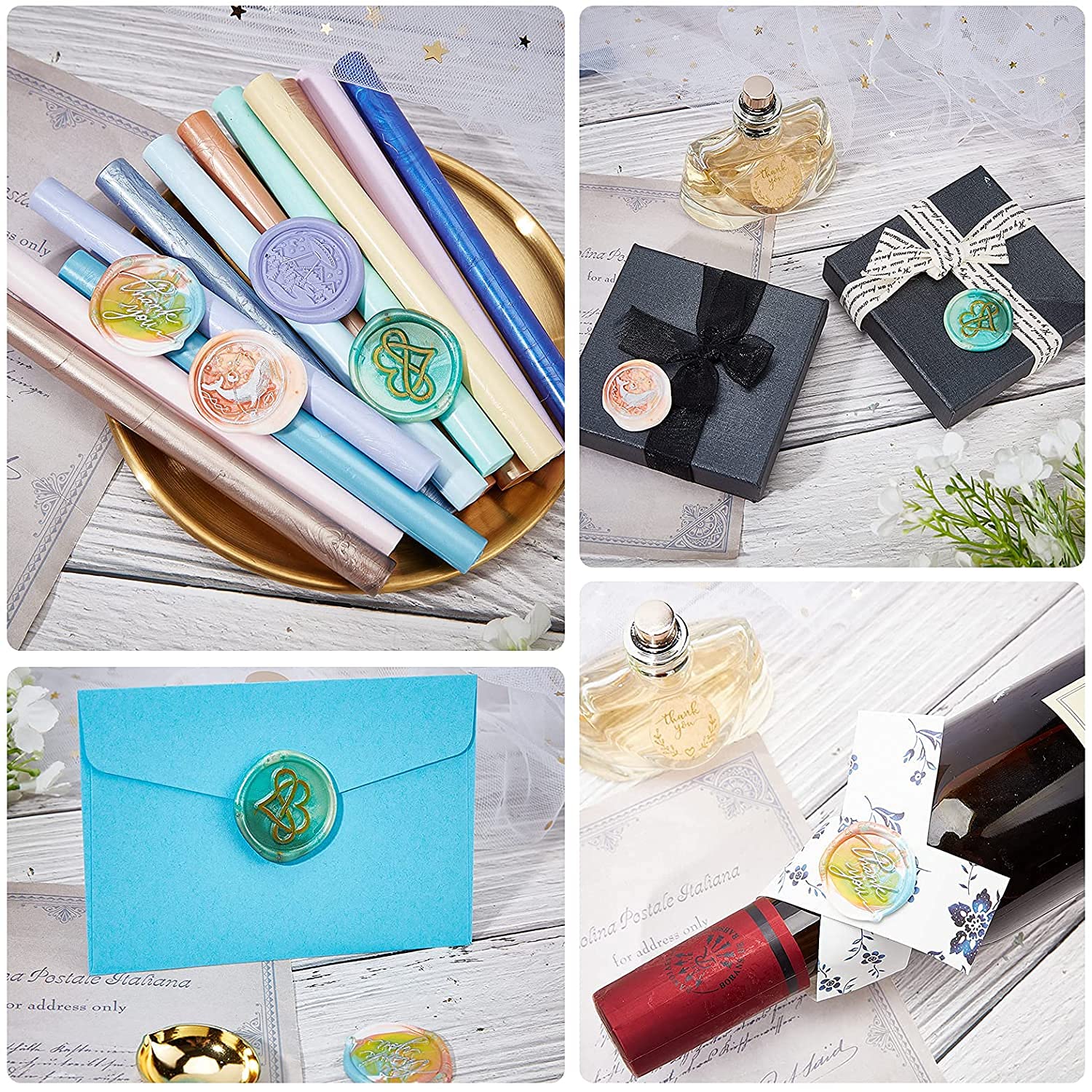 CRASPIRE Wave Wax Seal Stamp Sealing Stamps Spindrift Retro Wood 25mm Removable Brass Handle for Envelopes Invitations Wedding Bottle Gift Packing