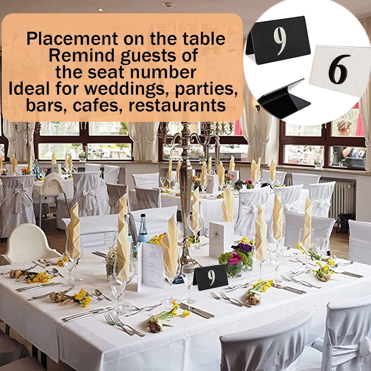 Tabletop Number Sign, Restaurant Bar Place Table Marker, 3D Digital Acrylic Table Number Card, Table Number Used in Restaurants, Bars, Parties, Weddings Etc,Black Frosted-45682