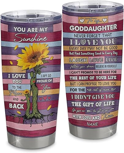 Miniatura 8 de Personalized To My Goddaughter From Godmother Stainless Steel Tumbler Cup Lion My Precious Goddaughter Birthday Graduation Christmas Travel Mug 20oz