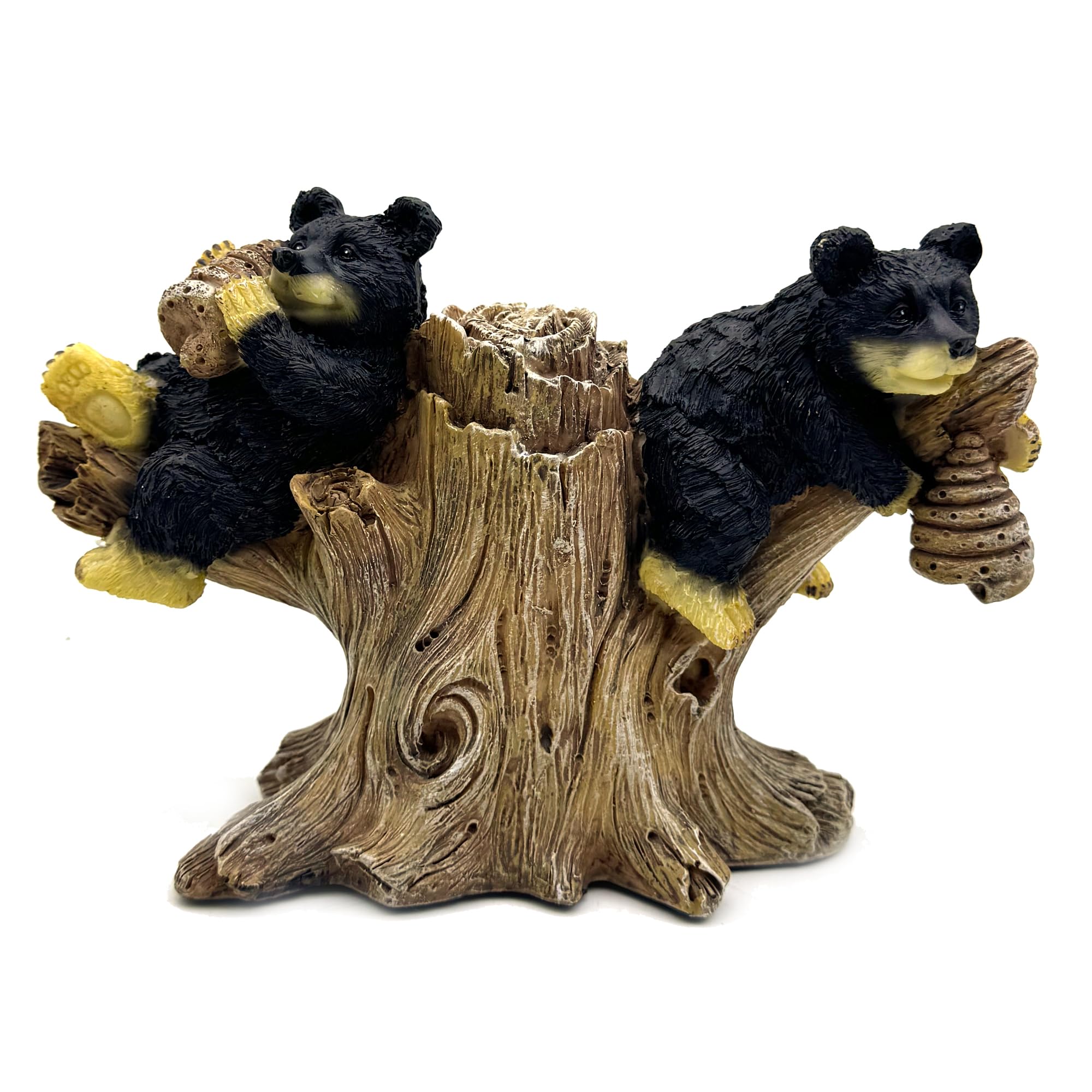 SHTWX 2 Black Bears on Branch Statue Figurine Sculpture Resin Collectible Gifts for Bear Lover Office Home Decor Desk Accessories Decoration Garden
