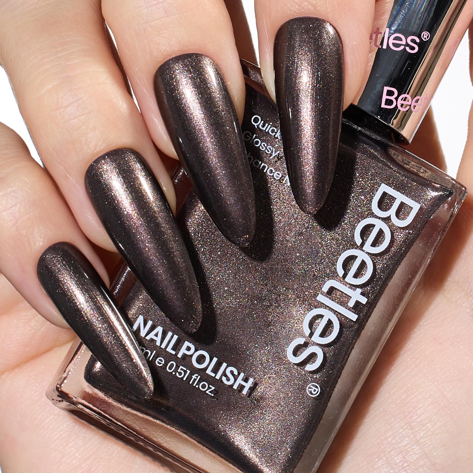 Beetles Nail Polish 15ml Hot Toddy Naughty Nail Polish Gilded Vintage Glitter Chocolate Color Luxury Fast Drying Long