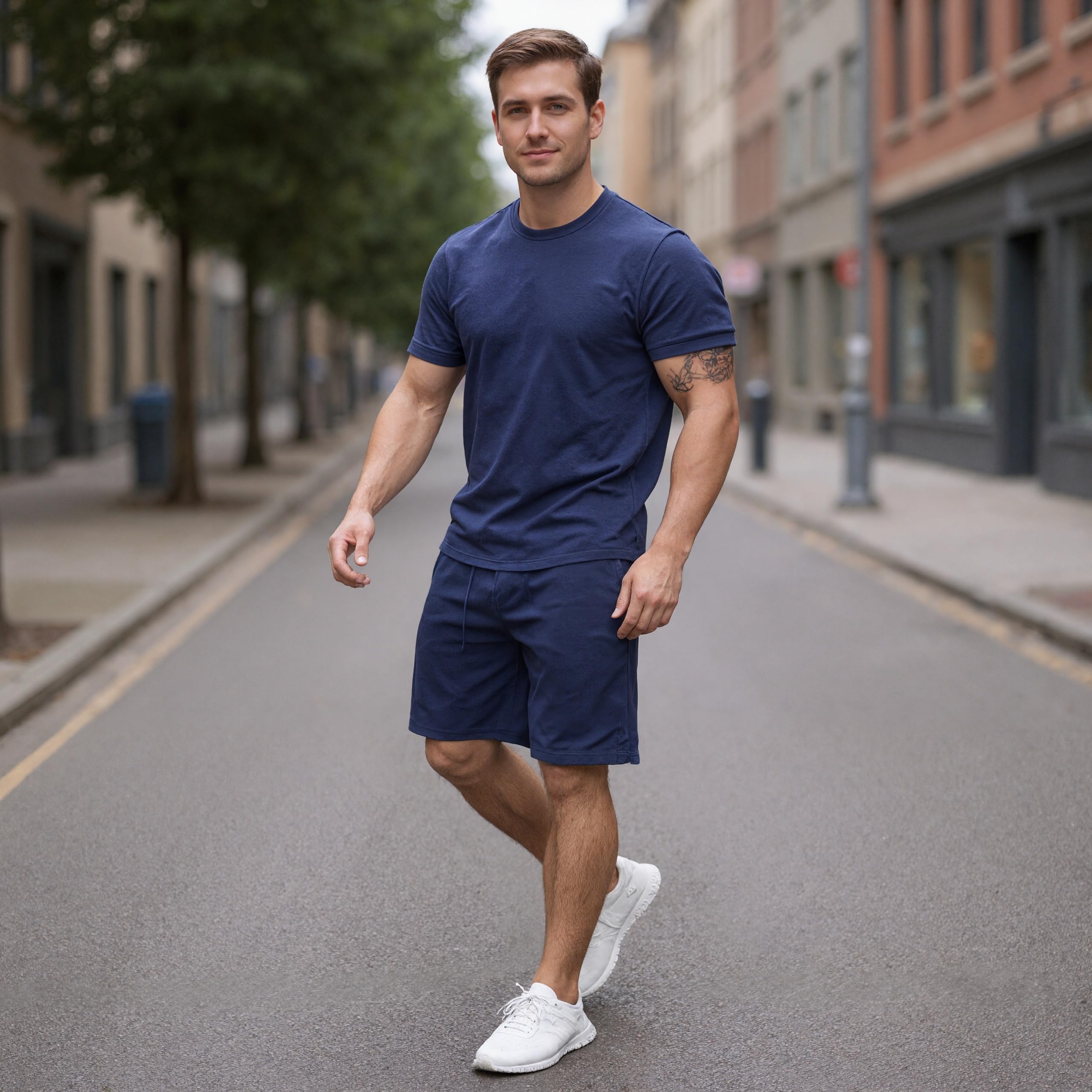 Conjunto corto de 2 piezas para hombre, conjunto de camisa polo y pantalones cortos, conjunto de chándal de manga corta y pantalones cortos para hombre