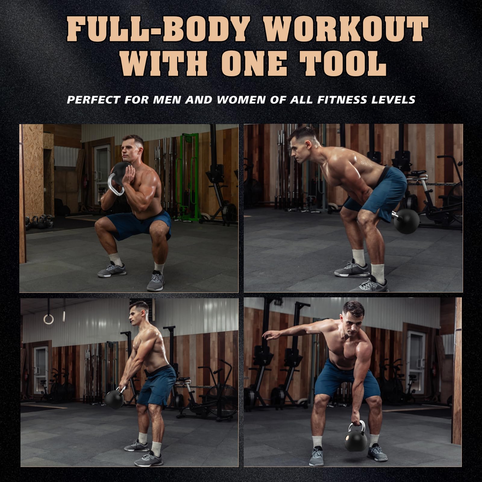 WINNOW kettlebells Set di pesi per l'allenamento della forza con impugnatura antiscivolo per l'allenamento di tutto il corpo, palestra domestica