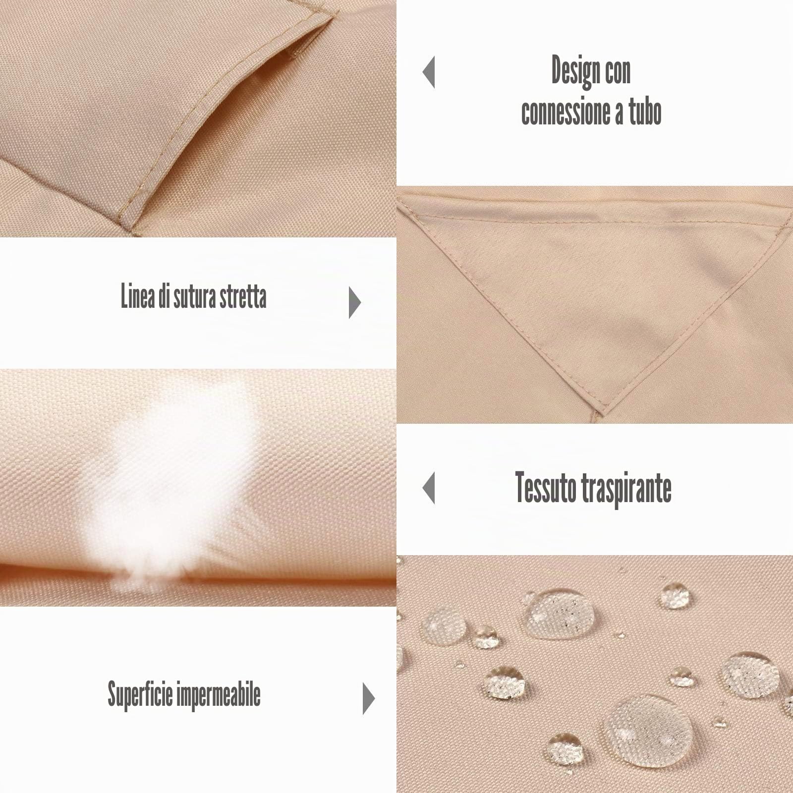 KOMFOTTEU Tetto di ricambio per altalena da giardino universale, copertura di ricambio impermeabile, copertura per dondolo con protezione solare (beige, 190 x 132 cm), XY1650ES-KF