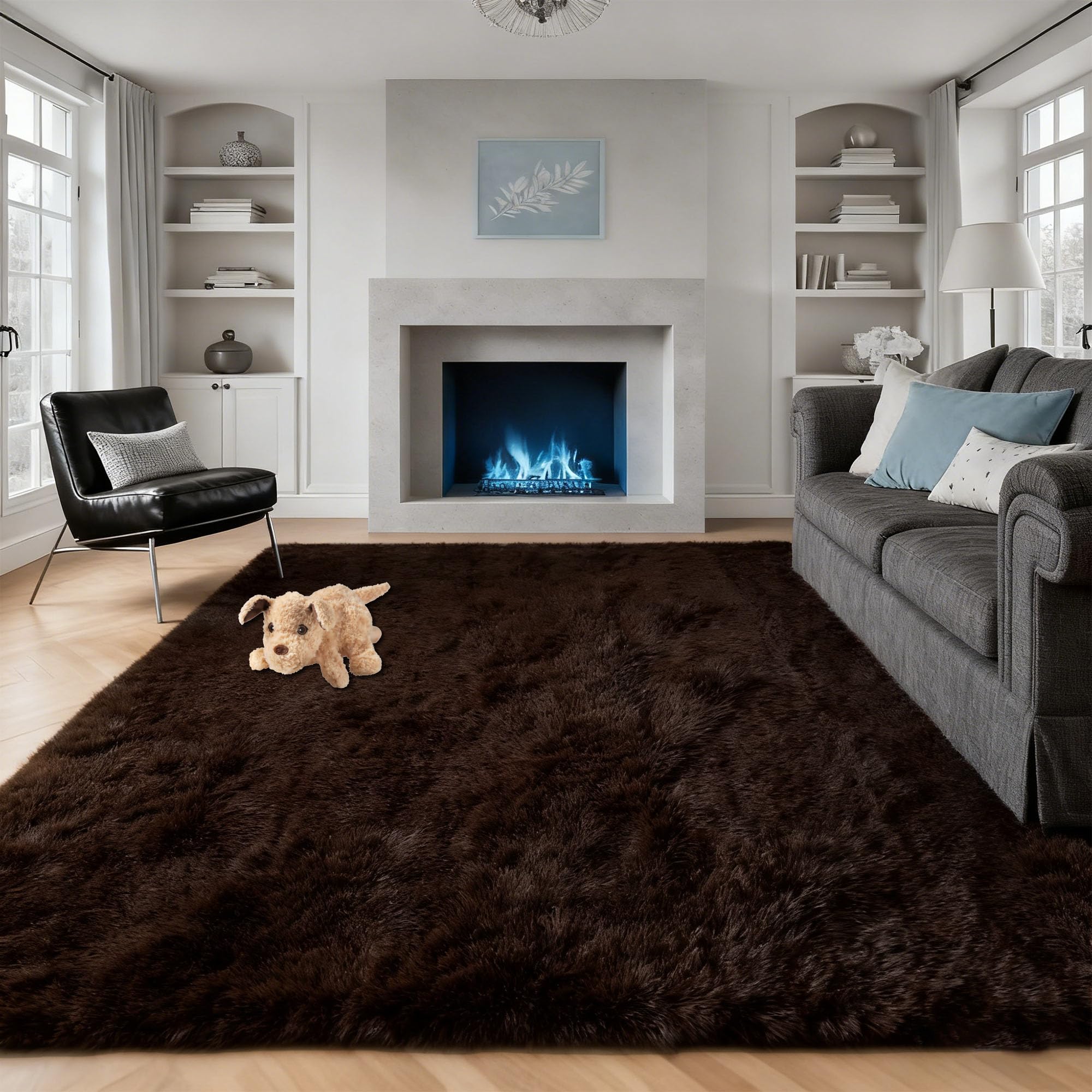 Nowoczesny Dywan 140 x 350 cm Antypoślizgowy Gruby Dywanik Miękki Łatwy W Czyszczeniu Do Pokoju Dziecięcego, Nowoczesny, brązowy