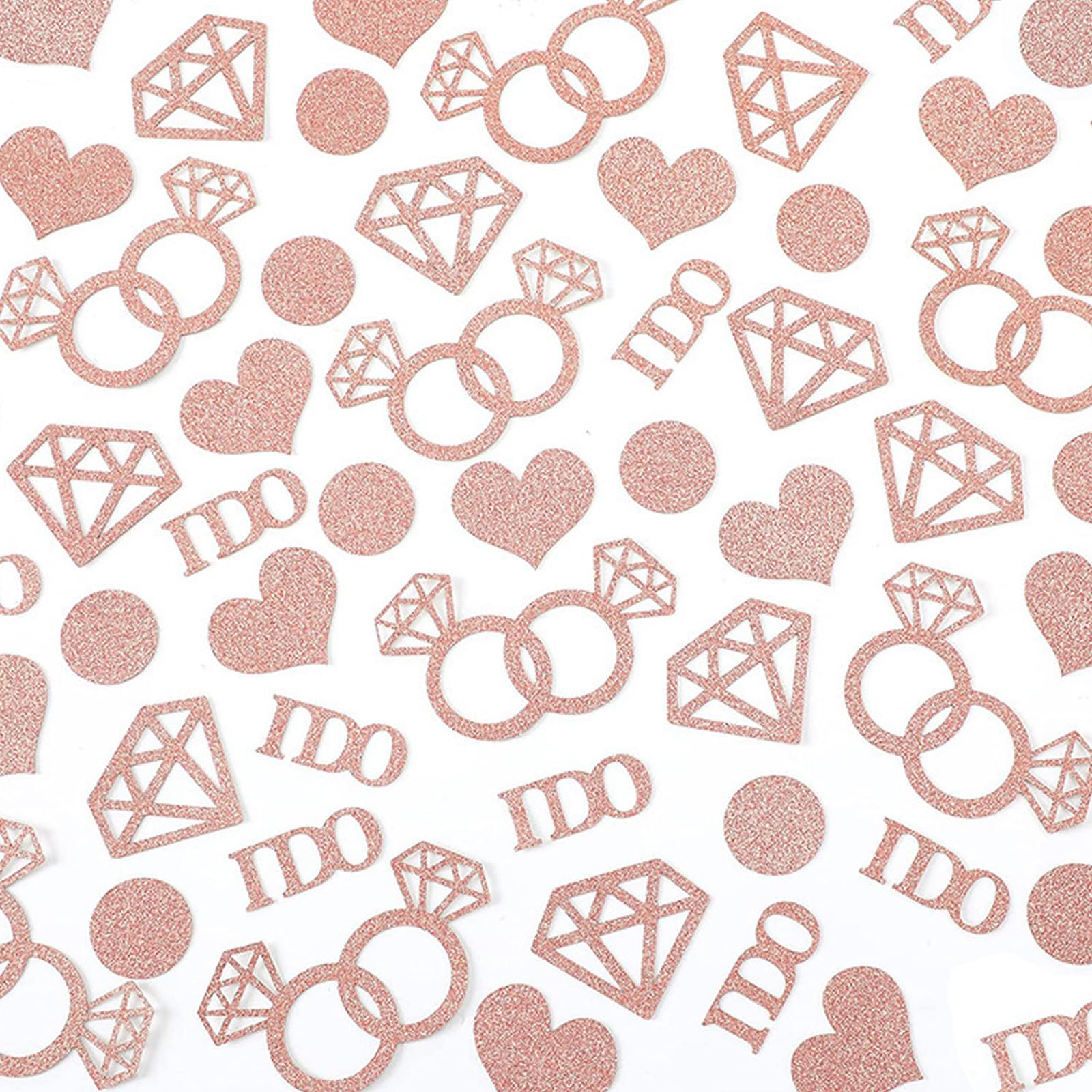 100 PCS Wedding Table Confetti, Hen Party Diamond Ring Heart Round I Do Confetti Bride To Be Party Paper Wedding Anniversary Decorations Scatter