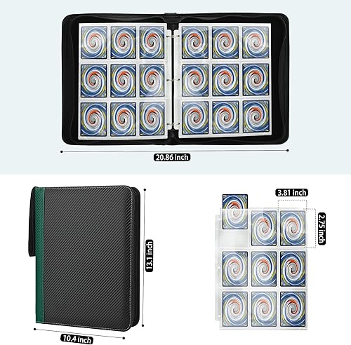 Miniatura 2 de 9 Pockets Trading Card Binder with Sleeves Card Organizer, 900 Double Sided Pocket PU Card Collection Binder, Baseball Binder,for Sports Card, MTG,