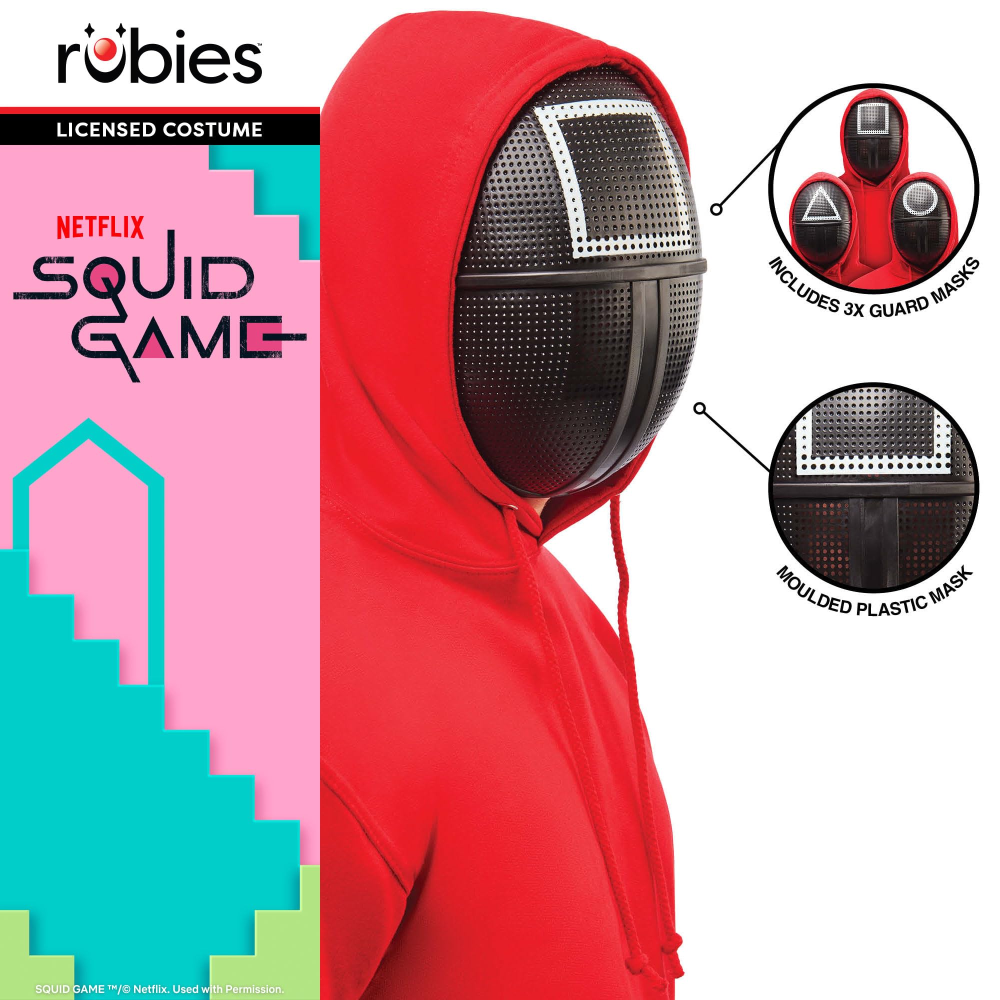 Rubies Official Squid Game 3x Guard Mask Set, Adult Fancy Dress, Black - Image 3