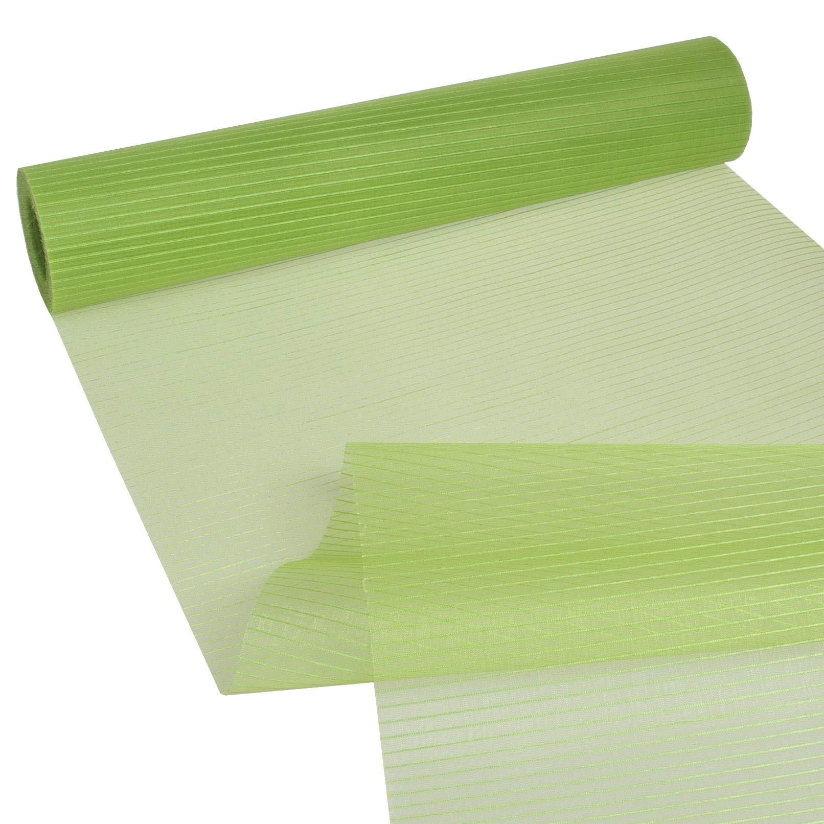 Deko AS GmbH 70 280 031 Striped Organza Table Runner, May Green, 28 cm x 15 m