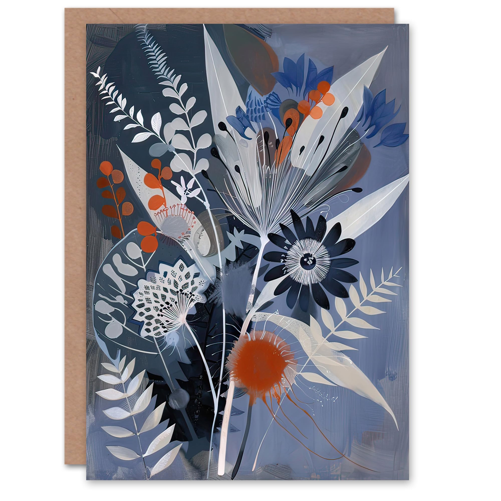 Artery8 Greeting Card Blue Wildflower Spray Bouquet Painting Floral For Her Woman Birthday Card