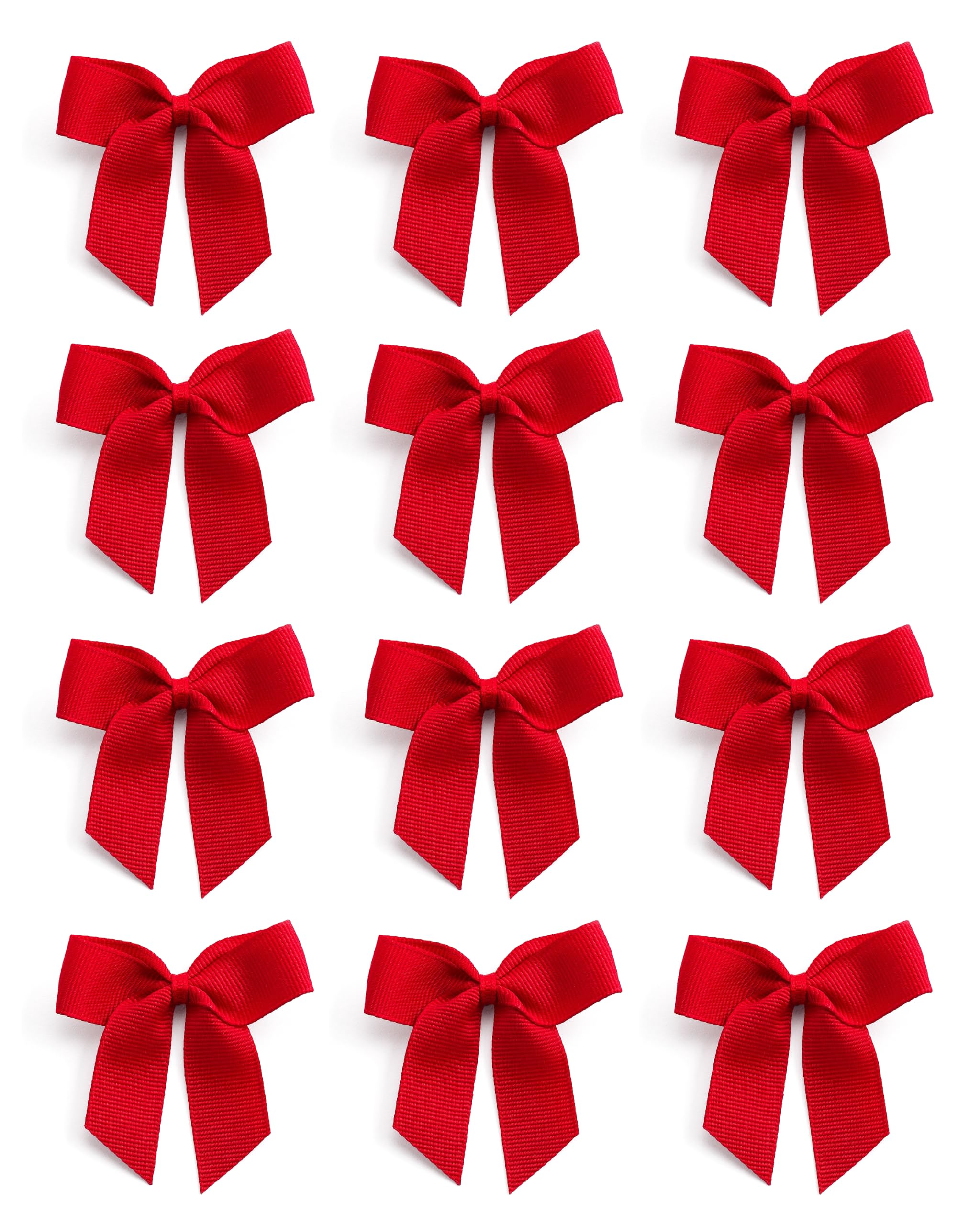 Italian Options Small Grosgrain Ribbon Bows, Self Adhesive Bows for Crafting, Gifts, Sewing, Hair Bow, Wedding Stationery, Floristry, Cakes, Crafts, Decorations, Red, 24 Pack, 5cm