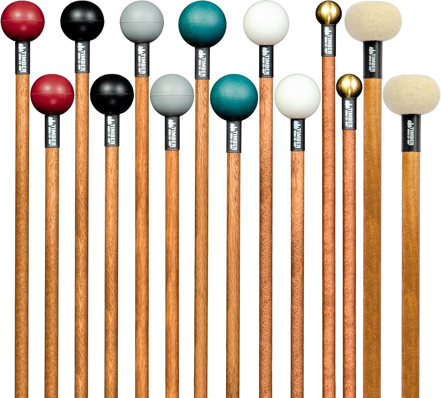 Timber Drum Co. Percussion Mallet Complete Collection — AMERICAN MADE & U.S.A. ASSEMBLED — Sticks for Marimba, Cymbals, Timpani, Drum Set, Glockenspiel, Woodblock