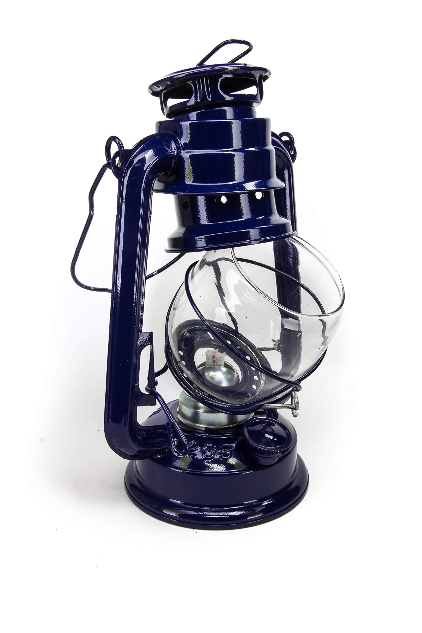 Petroleumlampe 30 cm blau Pulverbeschichtet, Glas, Sturmlaterne, Camping