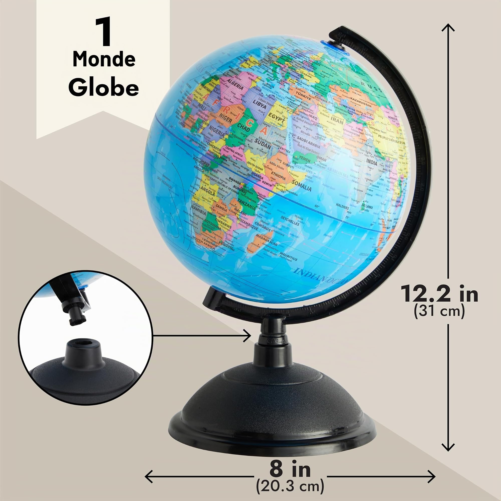 Juvale Globe tournant idéal pour Enfants, étudiants en géographie, Enseignants et Plus Encore, Bleu 20,3 cm