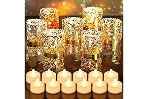 Enchanted Flame Flickers - Set of 92 Gold, Battery-Powered Votive Candle Holders