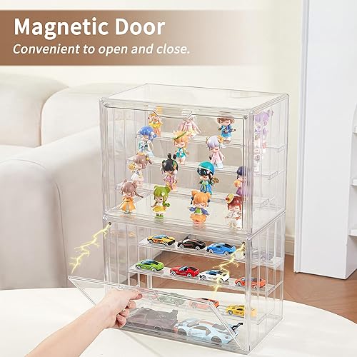 Miniatura 4 de Vitrina para coleccionables, vitrina de acrílico ajustable de 4 capas con puerta magnética, caja de exhibición apilable transparente para figuras, 2