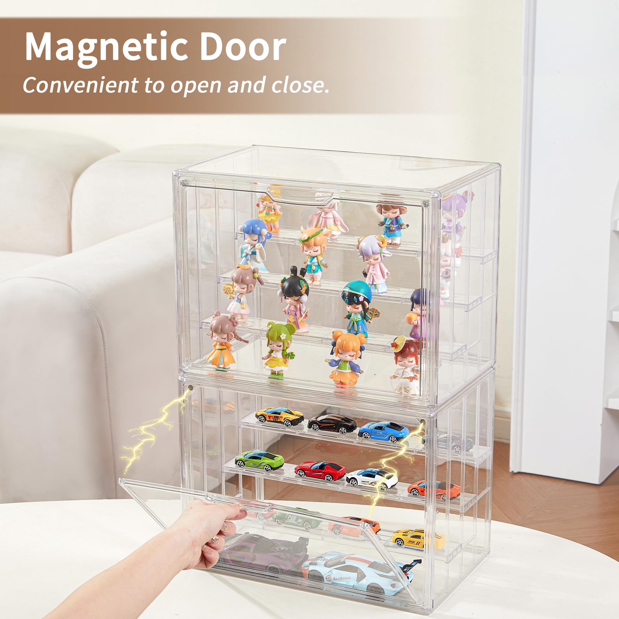Transparante acryl vitrine voor figuren, 4-laags hobbyvitrine met 3