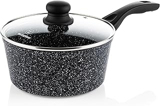 Westinghouse rondel nieprzywierający z pokrywką - Ø 20 cm patelnia do smażenia indukcyjnego gazu elektrycznego i ceramicznego - czarny marmur